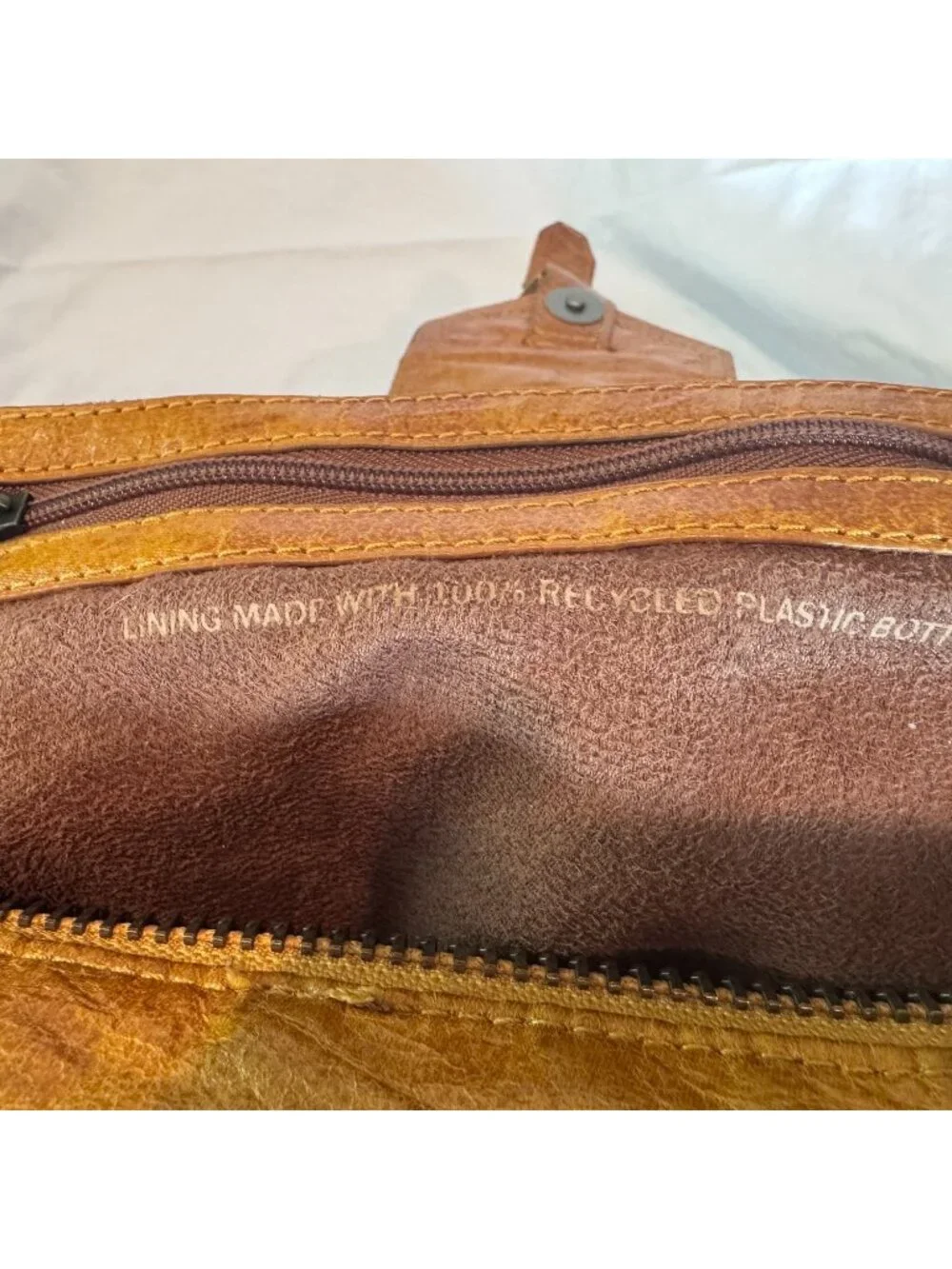 Matt & Nat Cognac Vegan Leather Slouch Hobo Shoulder Bag Multi Pocket Large Tote